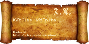 Köles Mónika névjegykártya